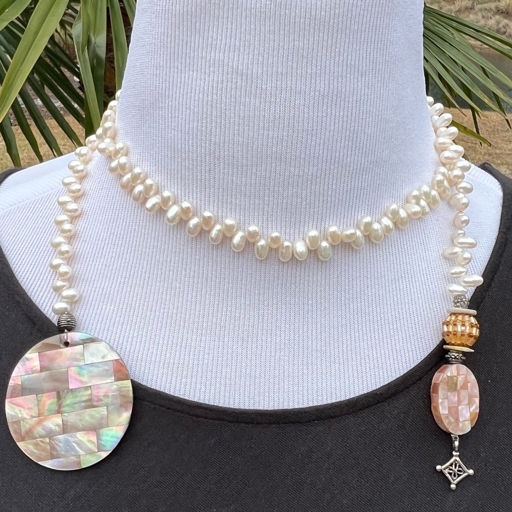 Freshwater pearl lariat necklace 36 inches - Picture 3 of 14